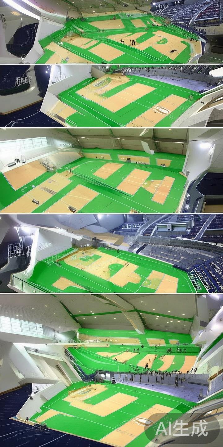 在实际设计中，场馆会根据不同运动需求和观众容量，将